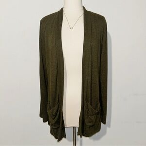 Wantable Olive Brushed Knit Open Front Cardigan